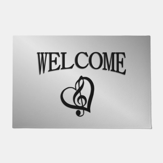 Music G Heart Welcome Doormat (Front)
