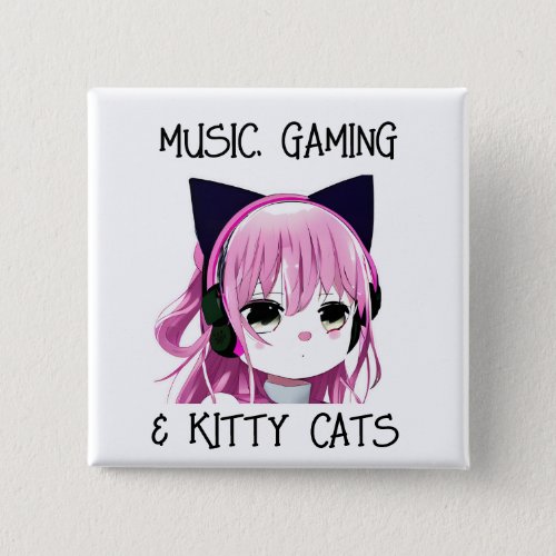 Music Gaming and Kitty Cat Anime Girl Button
