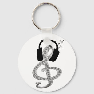 Music Gclef with headset Keychain