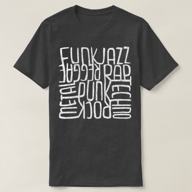 Music Genre Eclectic Typography T-Shirt (Design Front)