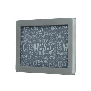 Music Genres Word Collage belt buckle