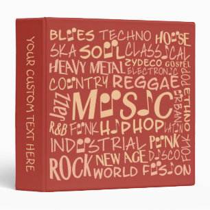 Music Genres Word Collage custom binders