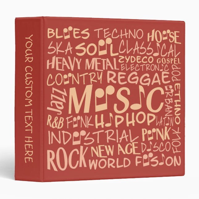 Music Genres Word Collage custom binders (Front/Spine)