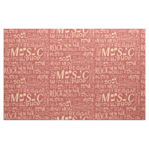 Music Genres Word Collage custom fabric