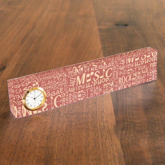 Music Genres Word Collage desk plate (Side)