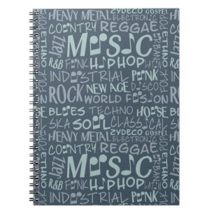 Music Genres Word Collage notebook