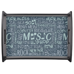 Music Genres Word Collage serving trays