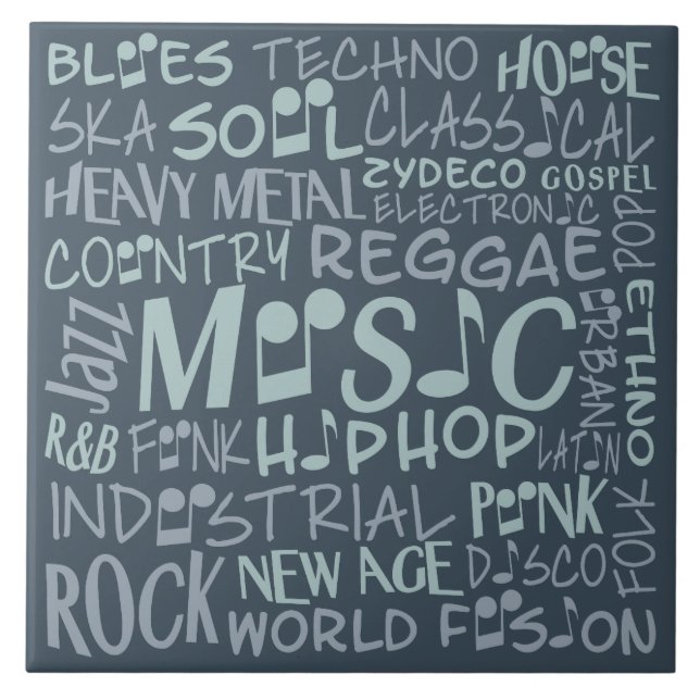 Music Genres Word Collage tiles (Front)