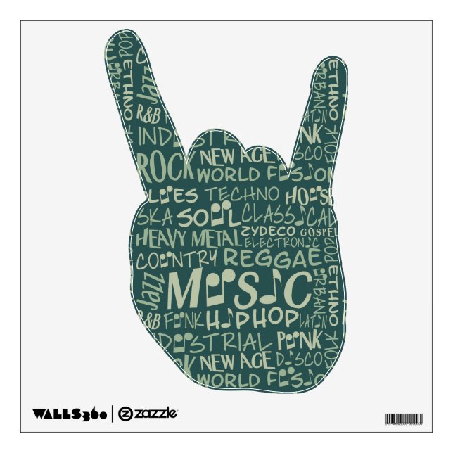 Music Genres Word Collage wall decals (Front)