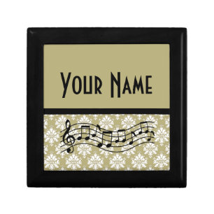 Music Gift Personalized Damask Design Jewelry Box