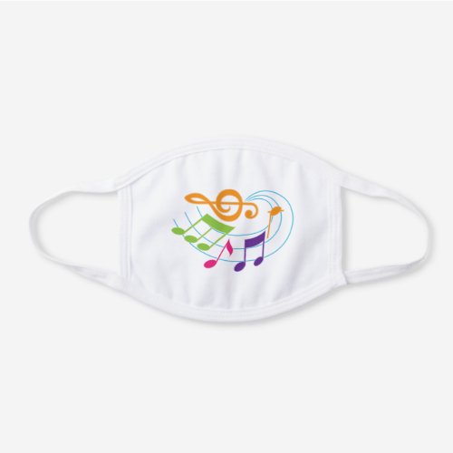 Music Gift Treble Clef Musical Notes White Cotton Face Mask