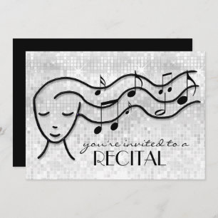music girl recital invitation