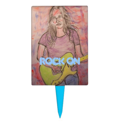 Music Girl Sketch rock on Cake Topper