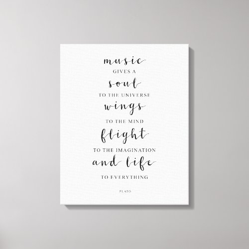 Music Gives A Soul To The Universe Plato Quote Canvas Print
