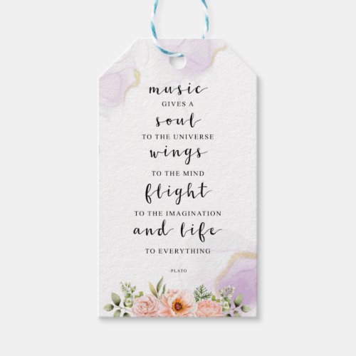 Music Gives A Soul To The Universe Plato Quote Gift Tags