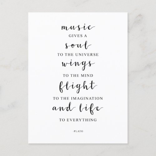 Music Gives A Soul To The Universe Plato Quote Postcard
