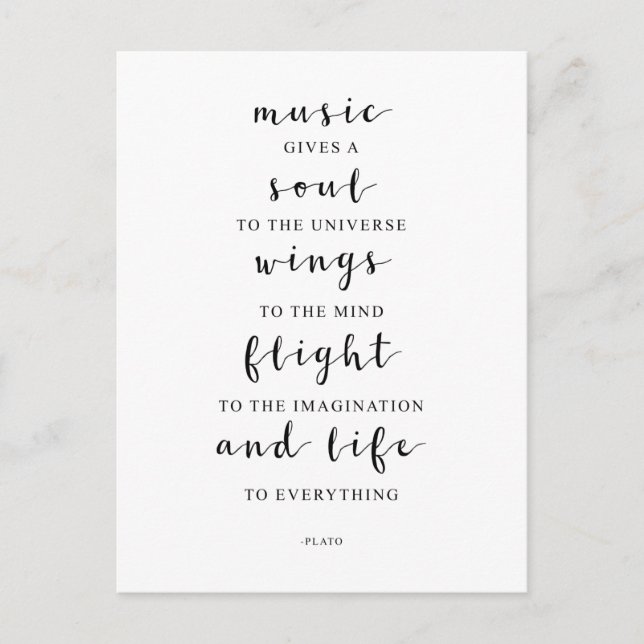 Music Gives A Soul To The Universe, Plato Quote Postcard (Front)
