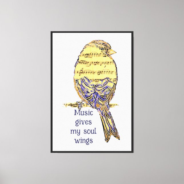 Music Gives My Soul Wings Bird Freedom Notes Canvas Print (Front)