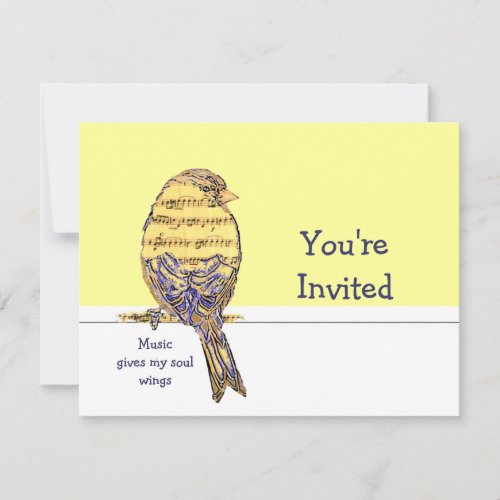 Music gives my soul wings Bird Party Invitation