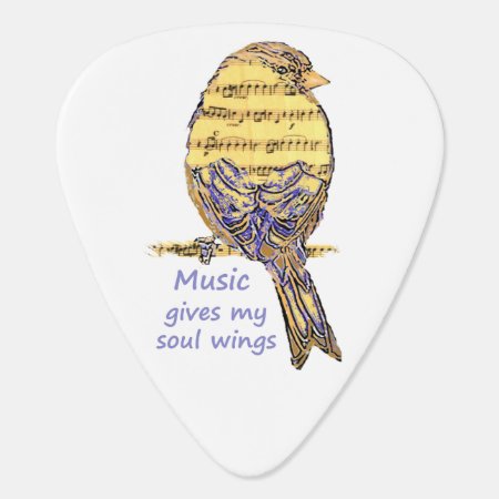 Music Gives My Soul Wings Music Note Bird Inspire Guitar Pick