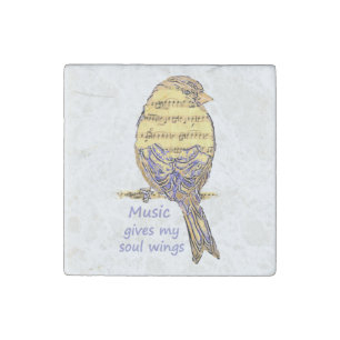 Music Gives my Soul Wings Music Note Bird Inspire Stone Magnet