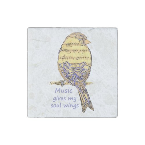 Music Gives my Soul Wings Music Note Bird Inspire Stone Magnet