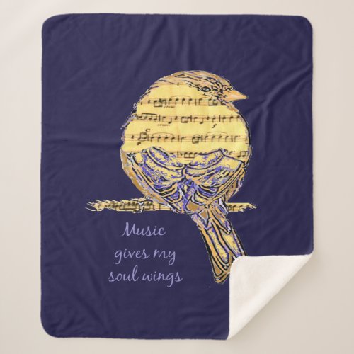 Music Gives My Soul Wings Musician Musical Quote Sherpa Blanket