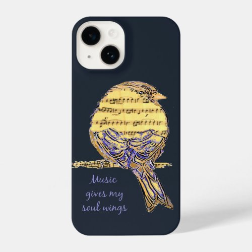 Music Gives My Soul Wings Quote  Music Note Bird iPhone 14 Case