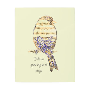 Music gives my soul wings Sparrow Bird Metal Print