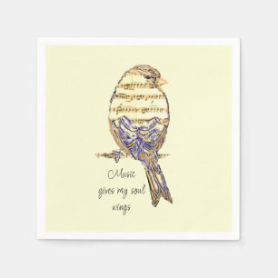  Music gives my soul wings Sparrow Bird Napkins