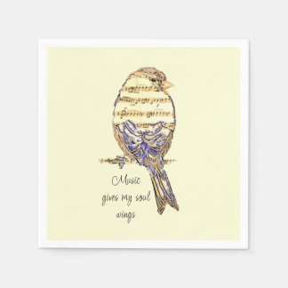 Music gives my soul wings Sparrow Bird Napkins