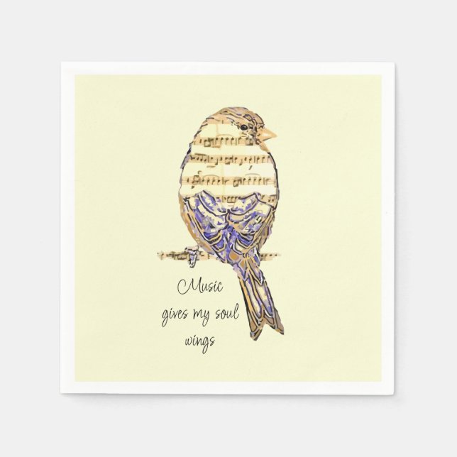  Music gives my soul wings Sparrow Bird Napkins (Front)