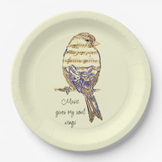 Music gives my soul wings Sparrow Bird Paper Plates
