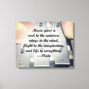Music gives soul bells rose design canvas print
