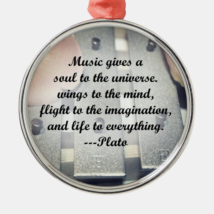 Music gives soul bells rose design ornament