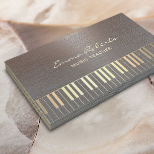 Music Gold Piano Keys Musical Stylish Copper Metal Business Card