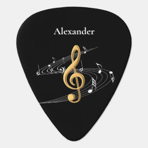 Music Gold Treble Clef Personalized Guitar Pick