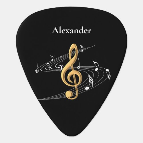 Music Gold Treble Clef Personalized Guitar Pick