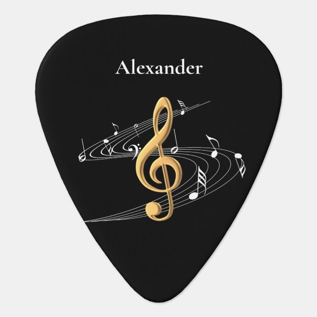 Music Gold Treble Clef Personalized Guitar Pick (Front)