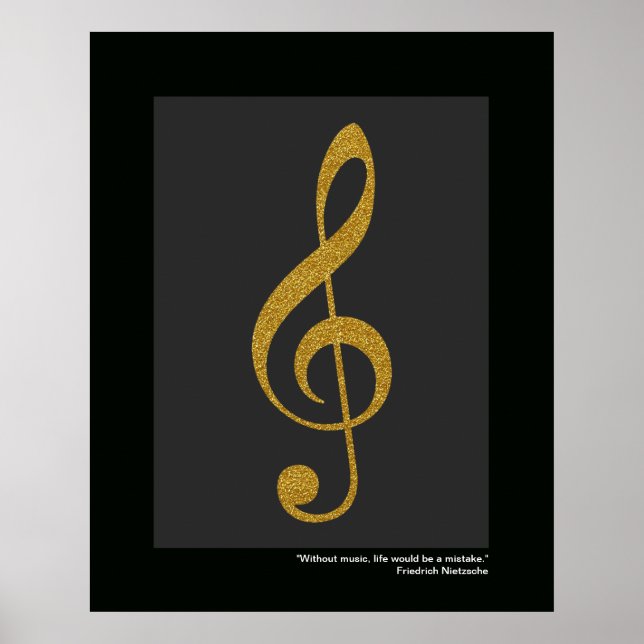 music golden-color treble clef poster (Front)