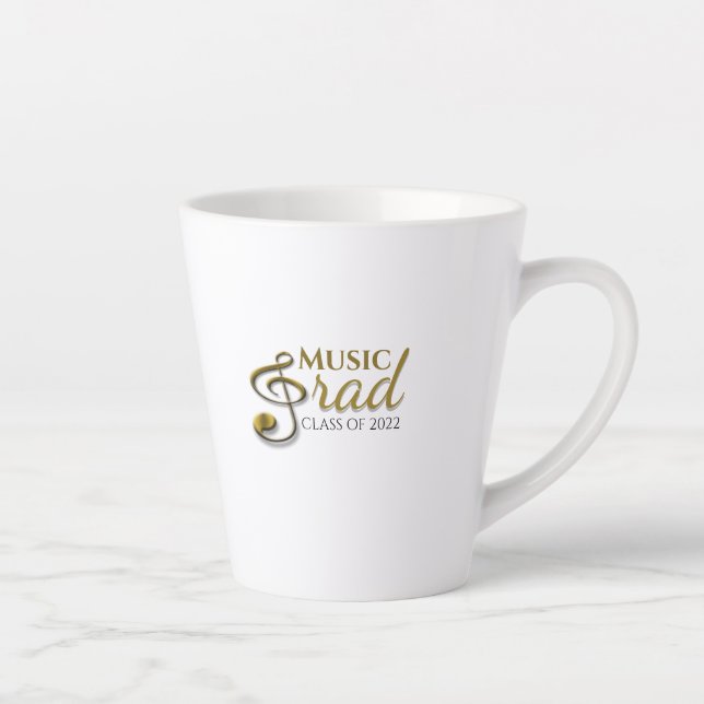 Music Grad Gold Treble Clef Graduate Singer Latte Mug (Right)