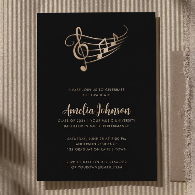 Music Graduation Treble Clef Elegant Invitation (Creator Uploaded)