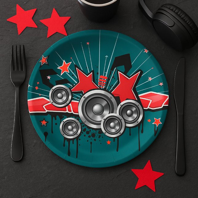 Music Graphic Speakers Audio Paper Plates (Creator Uploaded)