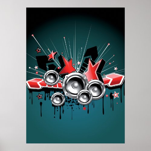 Music Graphic Speakers Audio Poster