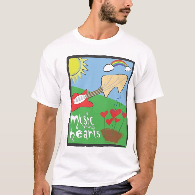 Music Grows Hearts T-Shirt (Front)