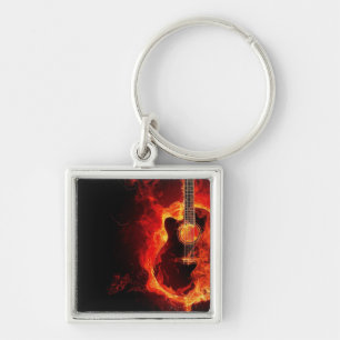 music guitar flames fire note dance Destiny'S Keychain