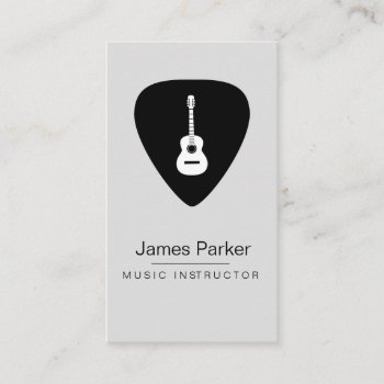 Music Guitar Instructor Logo Minimalist Musician Business Card by tsrao100 at Zazzle