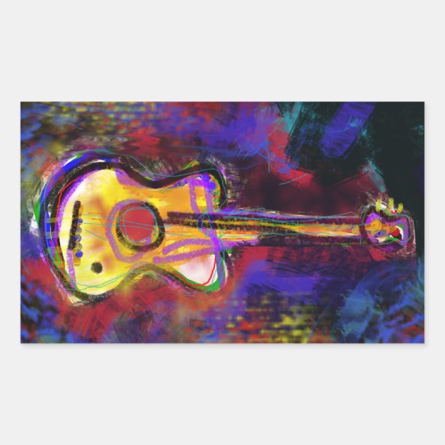 music guitar instrument rectangular sticker (Front)