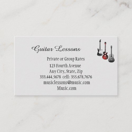 Music Guitar Lessons Teacher Instructor Tutor Business Card