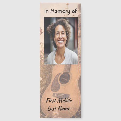 Music Guitar Memorial Prayer Card Photo Keepsake Bookmarks